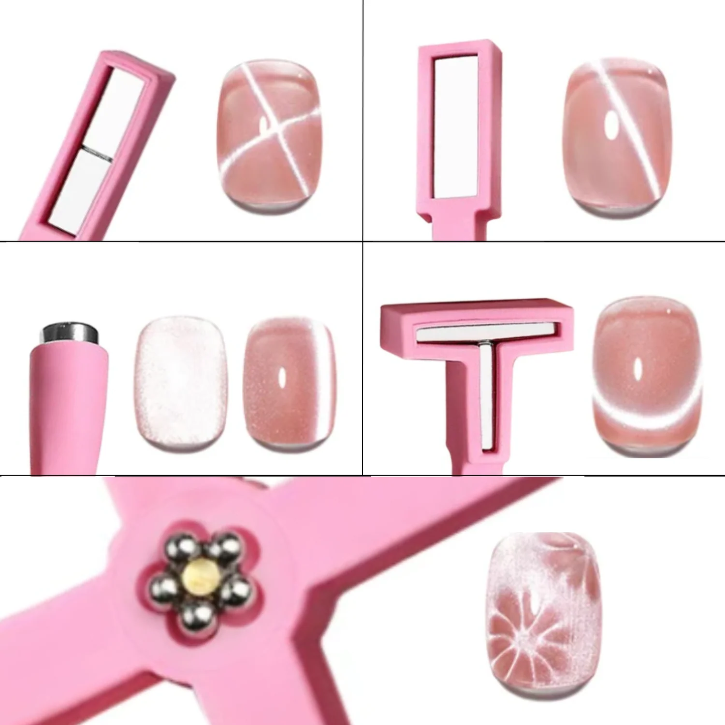 5-in-1 Pink Multifunctional Strong Cat Eye Nail Magnet