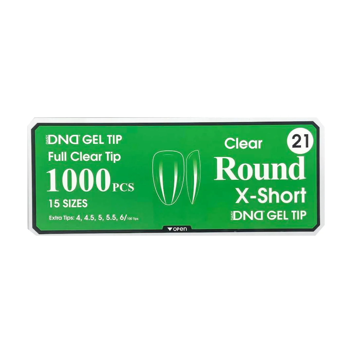DND Gel Full Clear Tip Box #21 - Round Extra Short (1000 pcs)