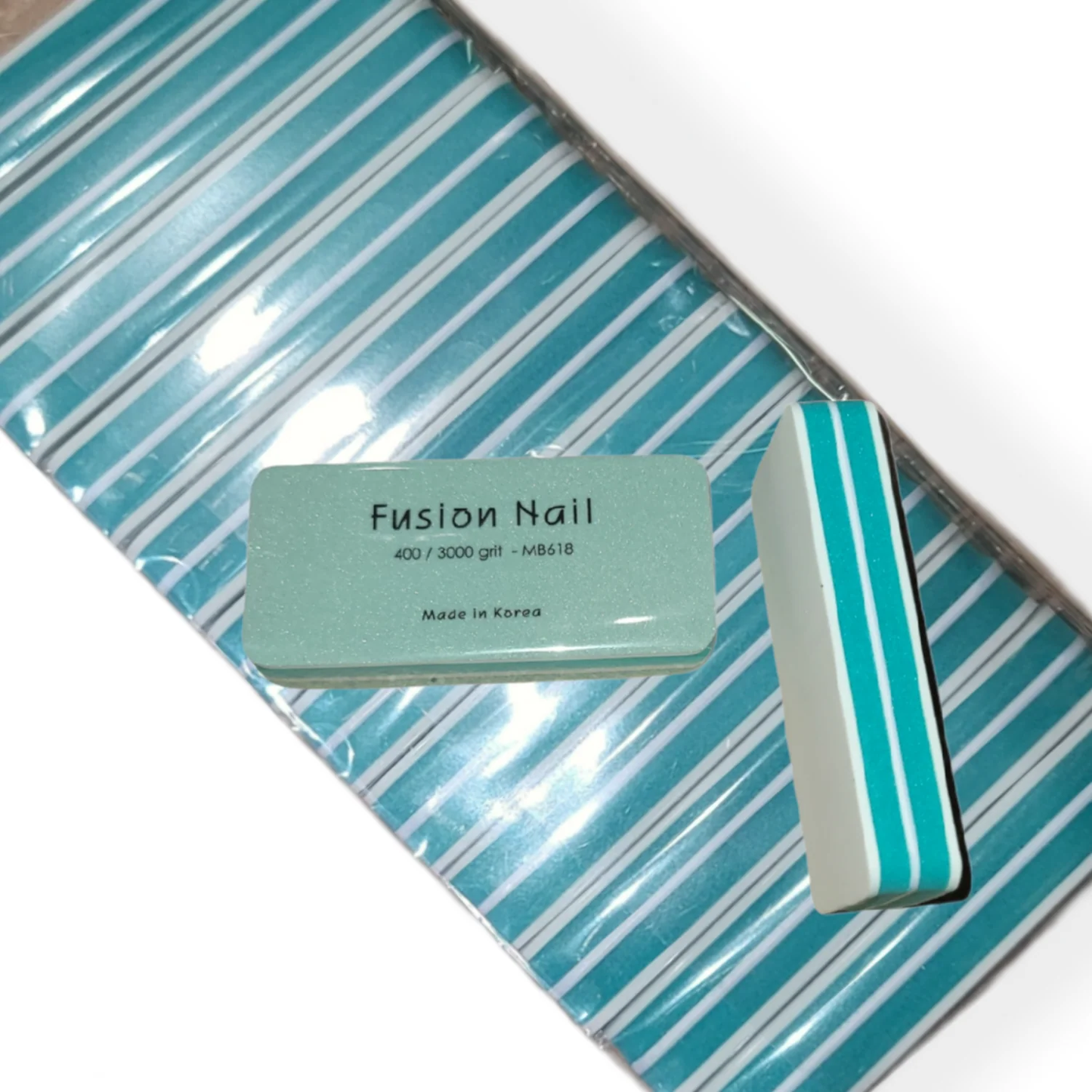 Fusion Nail 2 Sided Blue Shining Buffer Block 400/3000 Grit (12 pcs)