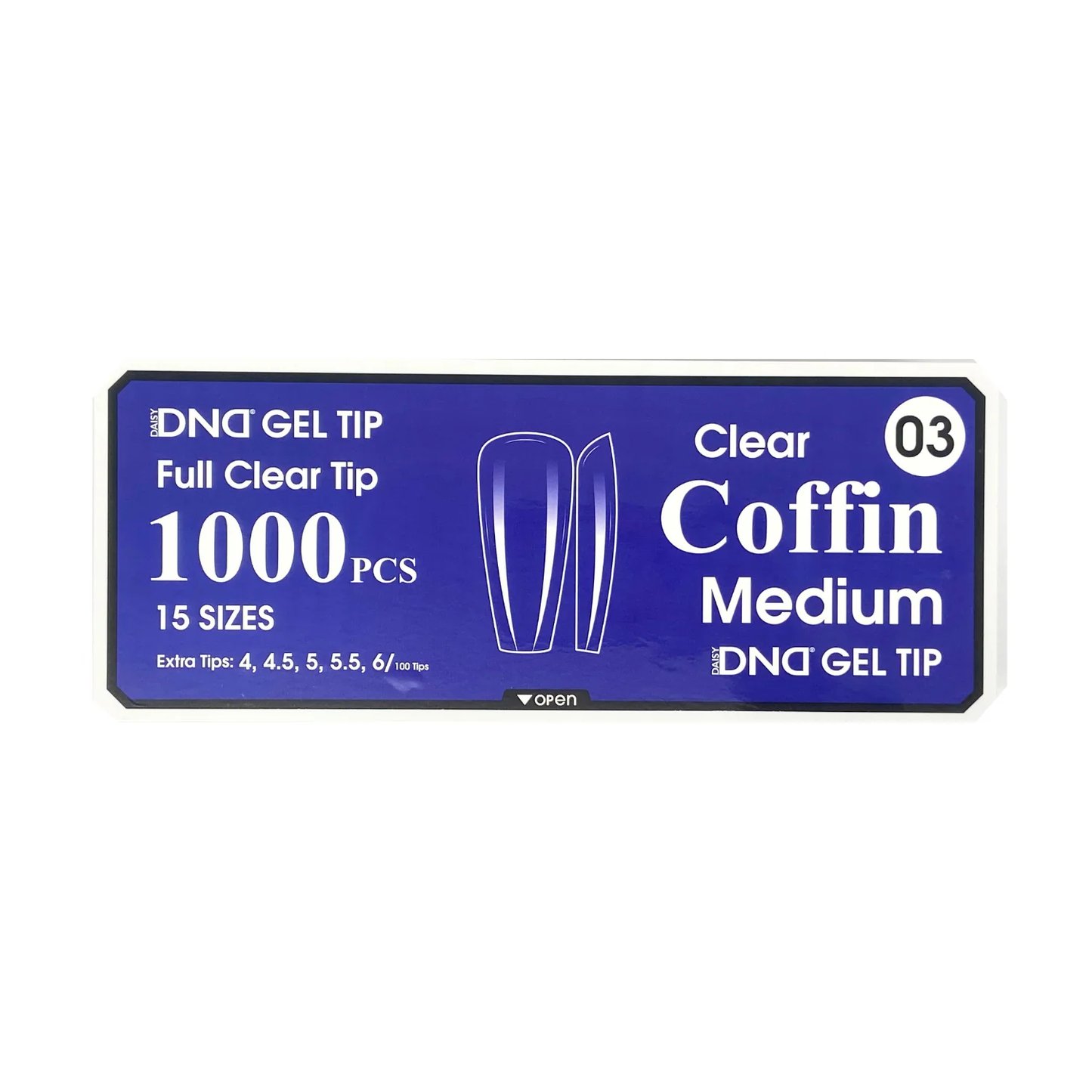 DND Gel Full Clear Tip Box #03 - Coffin Medium (1000 pcs)