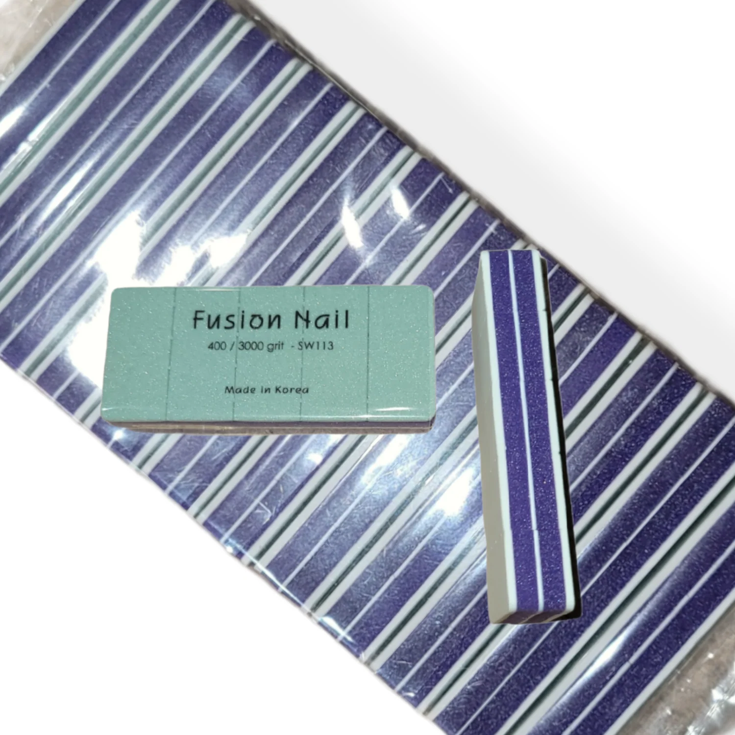 Fusion Nail 2 Sided Purple Shining Buffer Block 400/3000 Grit (12 pcs)