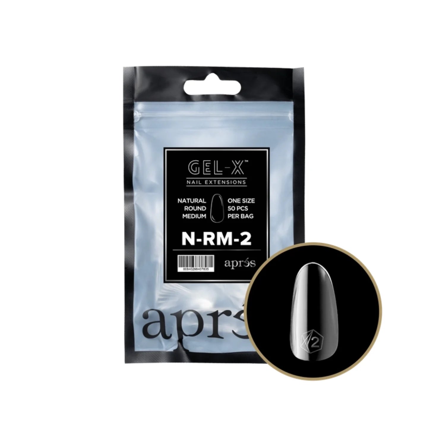 Apres Gel-X Refill Bag (50 pcs) - Natural Round Medium (N-RM)