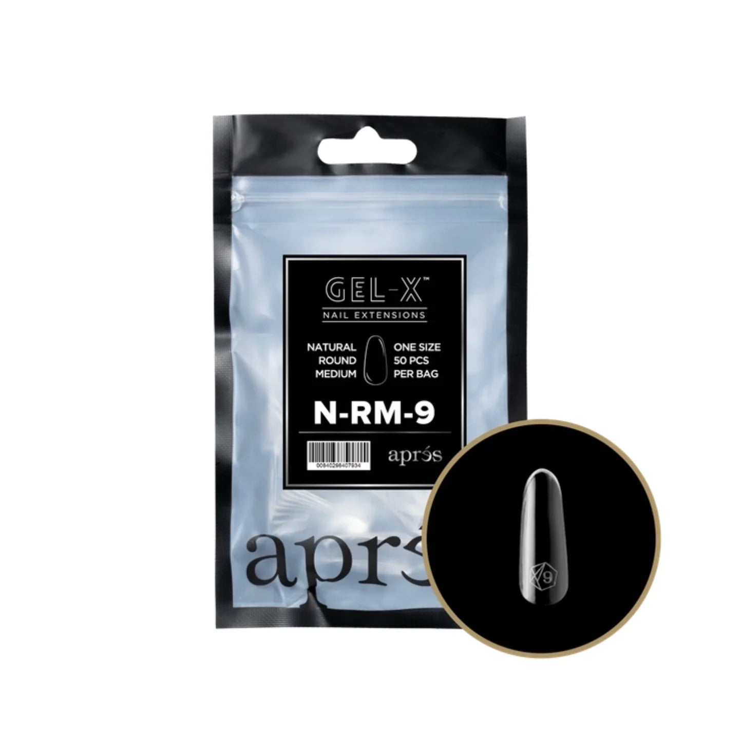 Apres Gel-X Refill Bag (50 pcs) - Natural Round Medium (N-RM)