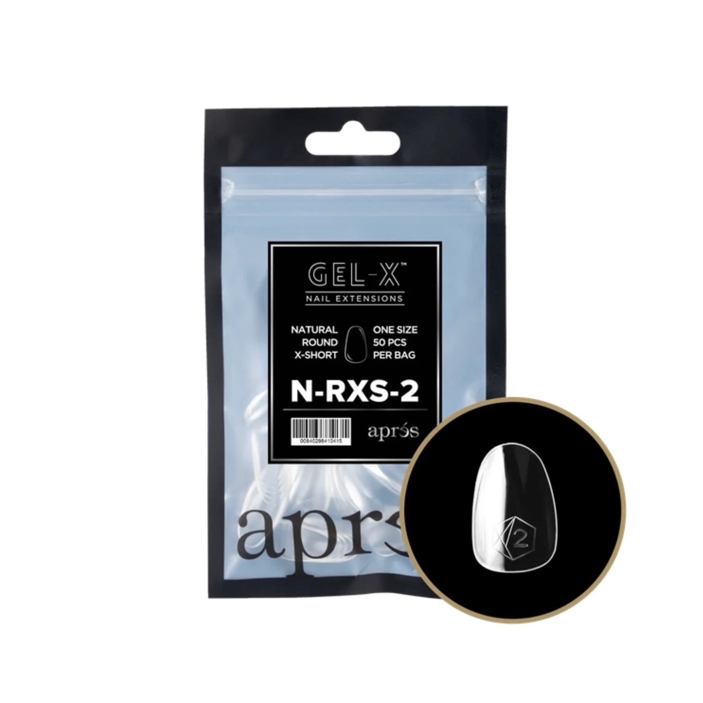 Apres Gel-X Refill Bag (50 pcs) - Natural Round Extra Short (N-RXS)