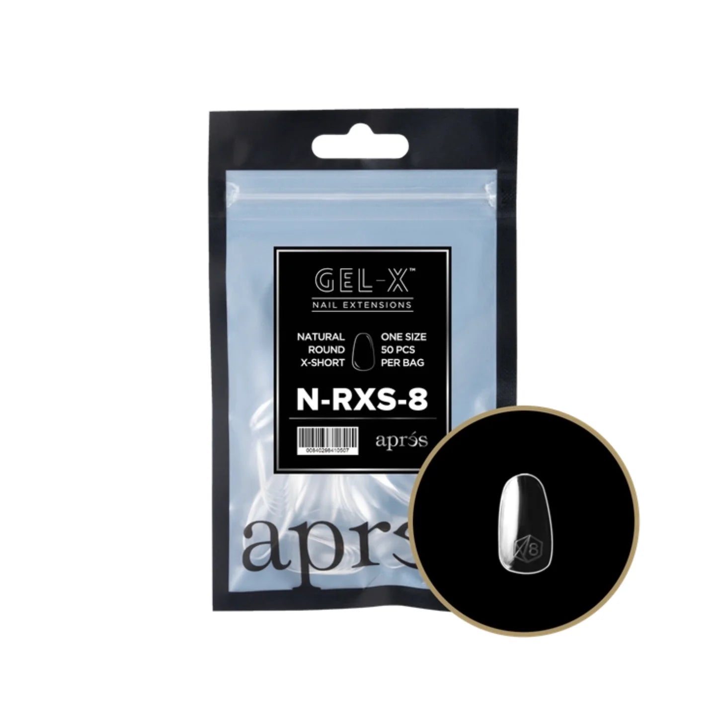 Apres Gel-X Refill Bag (50 pcs) - Natural Round Extra Short (N-RXS)