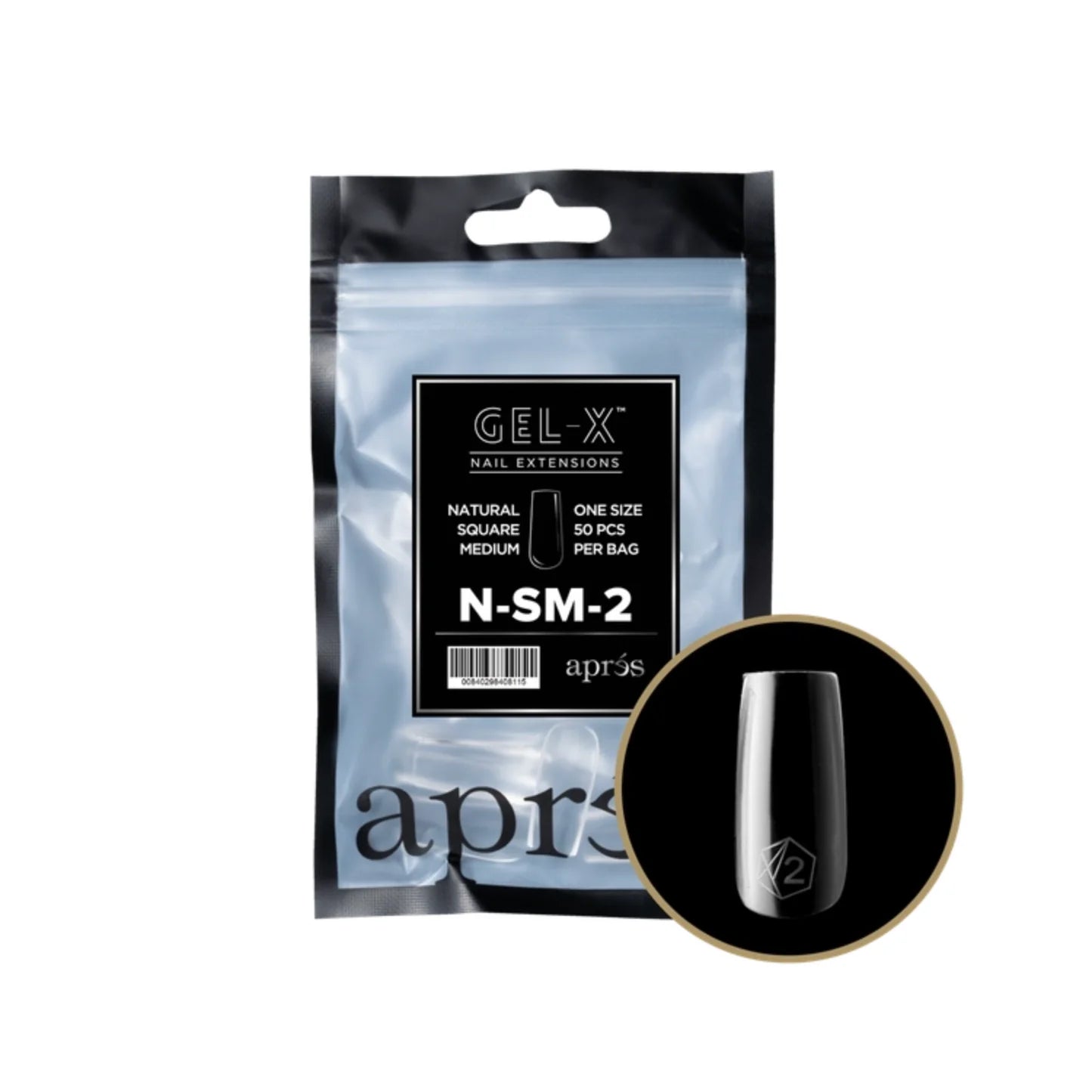 Apres Gel-X Refill Bag (50 pcs) - Natural Square Medium (N-SM)
