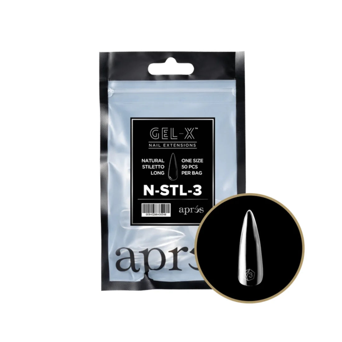 Apres Gel-X Refill Bag (50 pcs) - Natural Stiletto Long (N-STL)