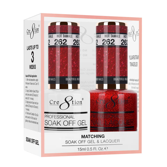 Cre8tion Soak-Off Gel Duo #262 - Hot Tamale