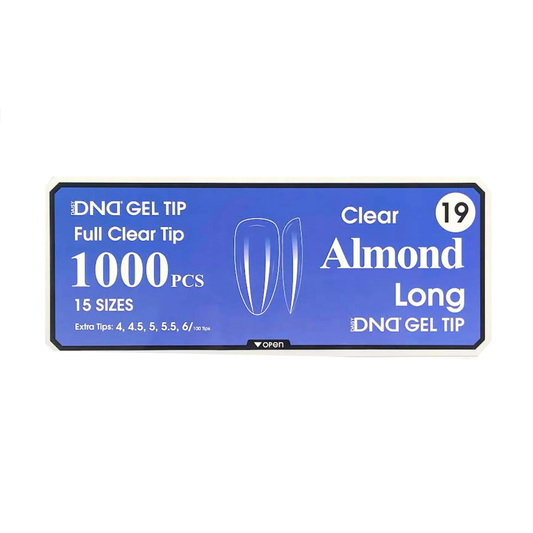 DND Gel Full Clear Tip Box #19 - Almond Long (1000 pcs)