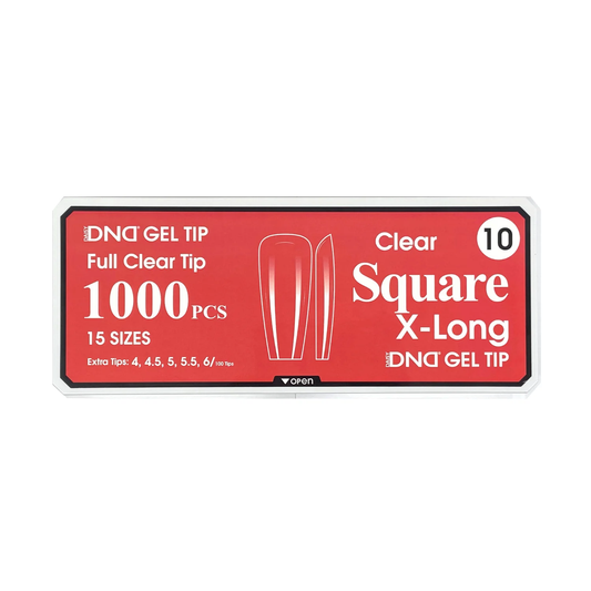 DND Gel Full Clear Tip Box #10 - Square Extra Long (1000 pcs)