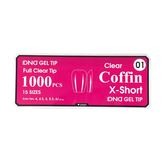 DND Gel Full Clear Tip Box #01 - Coffin X-Short (1000 pcs)