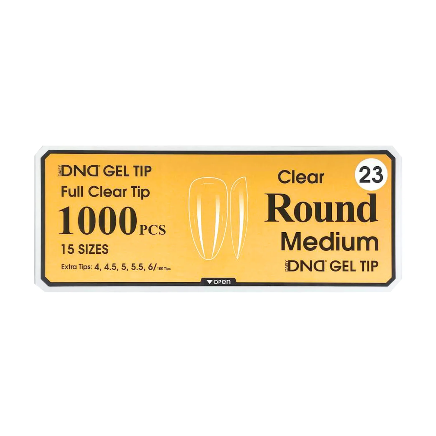 DND Gel Full Clear Tip Box #23 - Round Medium (1000 pcs)