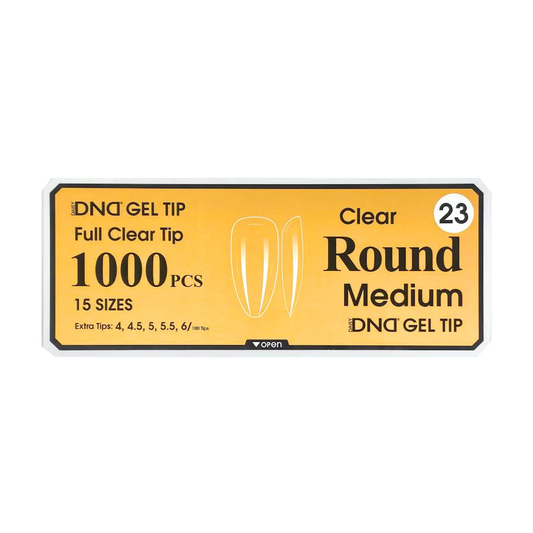 DND Gel Full Clear Tip Box #23 - Round Medium (1000 pcs)
