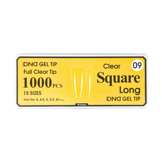 DND Gel Full Clear Tip Box #09 - Square Long (1000 pcs)