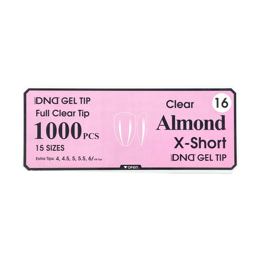 DND Gel Full Clear Tip Box #16 - Almond Extra Short (1000 pcs)