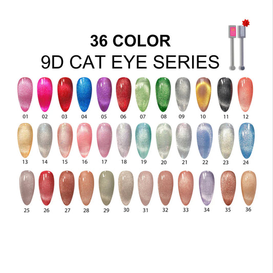 DC 9D Cat Eye Collection Set + 3 FREE Color charts & 3 FREE Magnets (36 Colors)