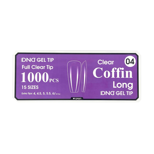 DND Gel Full Clear Tip Box #04 - Coffin Long (1000 pcs)