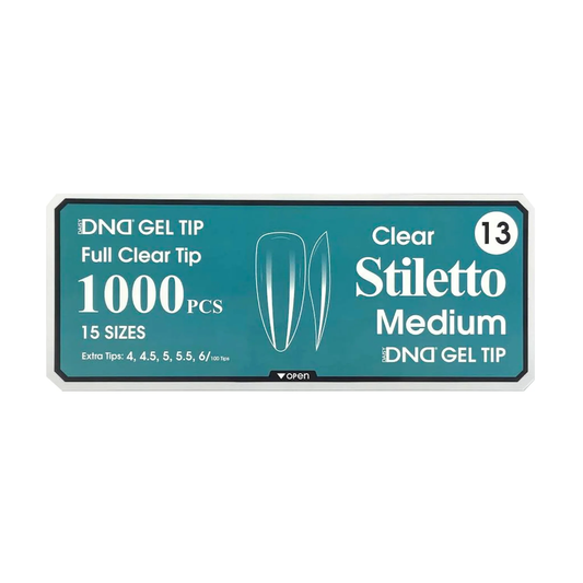 DND Gel Full Clear Tip Box #13 - Stiletto Medium (1000 pcs)