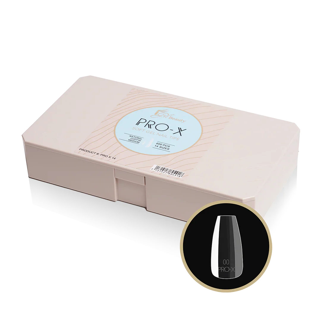 iGel PRO-X Soft Gel Nail Tips (600 pcs) - Natural Coffin Medium 14
