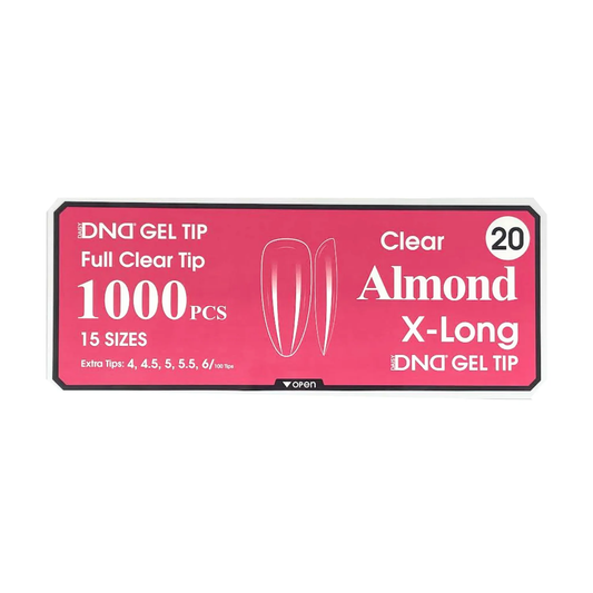 DND Gel Full Clear Tip Box #20 - Almond Extra Long (1000 pcs)