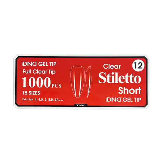 DND Gel Full Clear Tip Box #12 - Stiletto Short (1000 pcs)