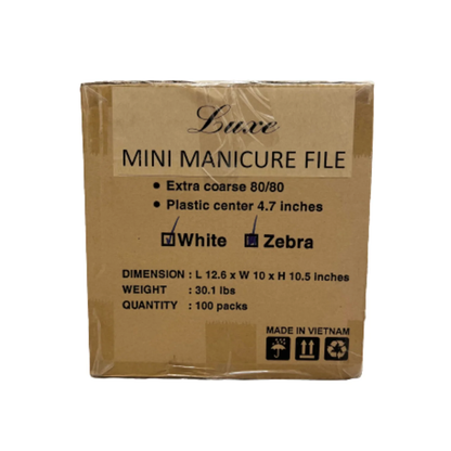 Luxe White X-Coarse Mini Manicure 80/80 File (100 packs)