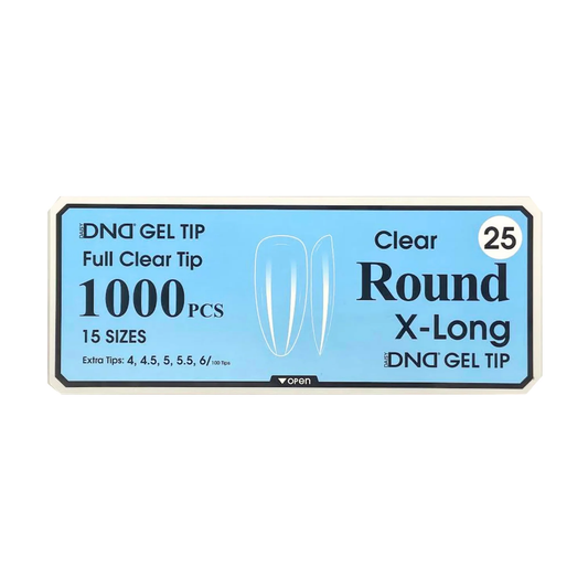 DND Gel Full Clear Tip Box #25 - Round Extra Long (1000 pcs)