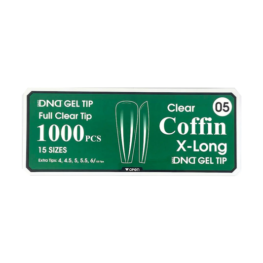 DND Gel Full Clear Tip Box #05 - Coffin Extra Long (1000 pcs)