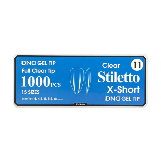 DND Gel Full Clear Tip Box #11 - Stiletto Extra Short (1000 pcs)