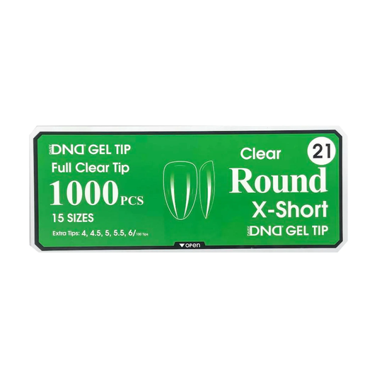 DND Gel Full Clear Tip Box #21 - Round Extra Short (1000 pcs)