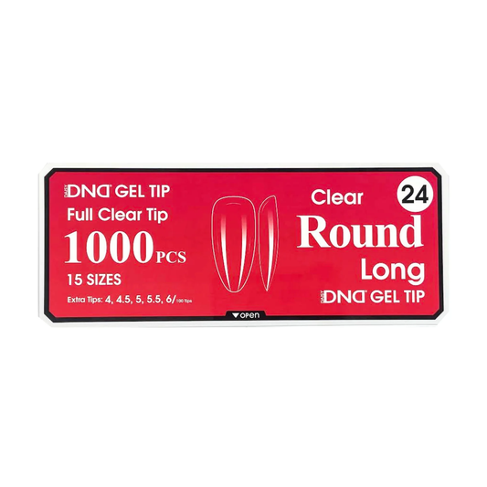 DND Gel Full Clear Tip Box #24 - Round Long (1000 pcs)