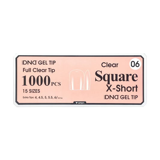 DND Gel Full Clear Tip Box #06 - Square Extra Short (1000 pcs)