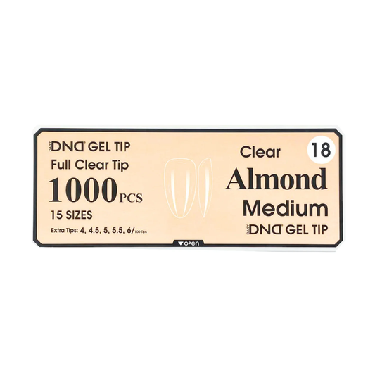 DND Gel Full Clear Tip Box #18 - Almond Medium (1000 pcs)