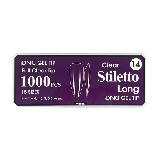DND Gel Full Clear Tip Box #14 - Stiletto Long (1000 pcs)