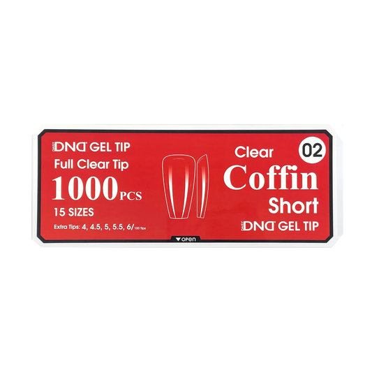 DND Gel Full Clear Tip Box #02 - Coffin Short (1000 pcs)