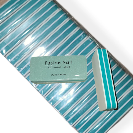 Fusion Nail 2 Sided Blue Shining Buffer Block 400/3000 Grit (12 pcs)