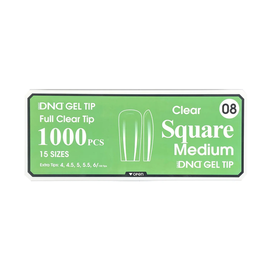 DND Gel Full Clear Tip Box #08 - Square Medium (1000 pcs)
