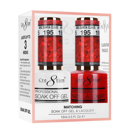 Cre8tion Soak-Off Gel Duo #195 - Mrs Santa Claus