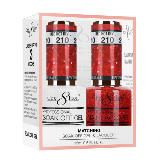 Cre8tion Soak-Off Gel Duo #210 - Red Hot Devil
