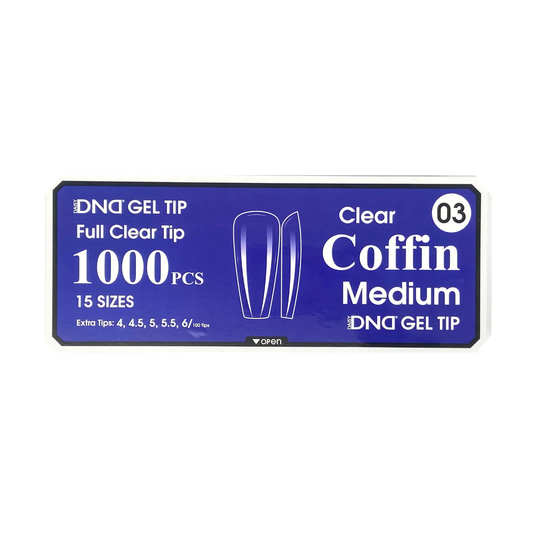 DND Gel Full Clear Tip Box #03 - Coffin Medium (1000 pcs)