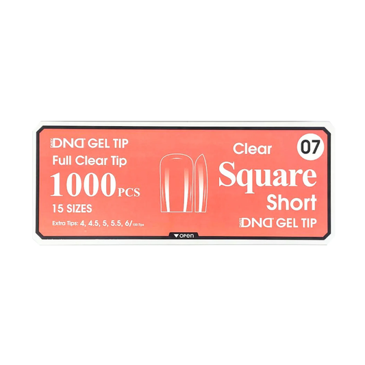 DND Gel Full Clear Tip Box #07 - Square Short (1000 pcs)